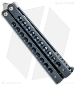 Pena Knives Mid-Tech Penasong Butterfly Knife Blue Titanium (4.5" Satin) -eos || Kershaw || Spyderco Shop Pena Knives Production Penasong Blue BHQ 95351 jr side