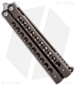 Pena Knives Mid-Tech Penasong Butterfly Knife Bronze Titanium (4.5" Satin) -eos || Kershaw || Spyderco Shop Pena Knives Production Penasong Bronze BHQ 95357 jr side