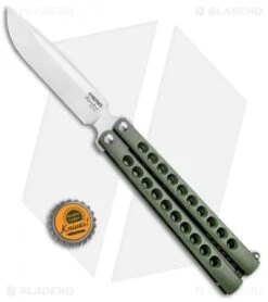 Pena Knives Mid-Tech Penasong Butterfly Knife Green Titanium (4.5" Satin) -eos || Kershaw || Spyderco Shop Pena Knives Production Penasong Green BHQ 95352 jr bottlecap