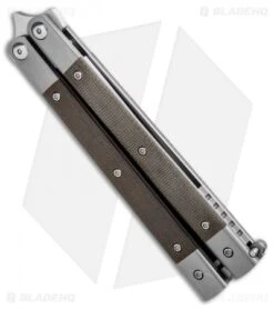 Pena Knives Mid-Tech Penasong Butterfly Knife Green Micarta/Ti (4.5" Satin) -eos || Kershaw || Spyderco Shop Pena Knives Production Penasong Green Micarta BHQ 95359 jr side