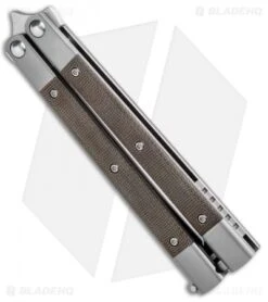 Pena Knives Mid-Tech Penasong Butterfly Knife Green Micarta/Ti (4.5" Satin) -eos || Kershaw || Spyderco Shop Pena Knives Production Penasong Green Micarta BHQ 95359 jr spine