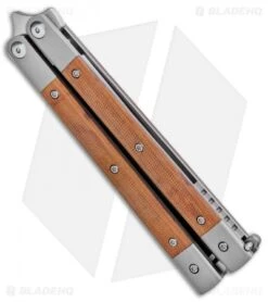 Pena Knives Mid-Tech Penasong Butterfly Knife Natural Micarta/Ti (4.5" Satin) -eos || Kershaw || Spyderco Shop Pena Knives Production Penasong Natural Micarta BHQ 95360 jr side