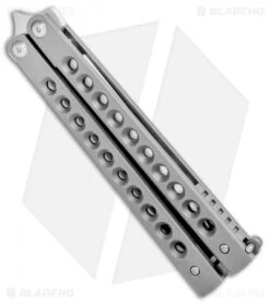 Pena Knives Mid-Tech Penasong Butterfly Knife Titanium (4.5" Satin) -eos || Kershaw || Spyderco Shop Pena Knives Production Penasong Ti BHQ 95358 jr side