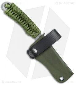 Rainier Knives Fastpak Fixed Blade Knife OD Green Paracord (2.8" Stonewash) -eos || Kershaw || Spyderco Shop Rainer Knives Fastpak OD Green Paracord SW BHQ 77234 jr sheath