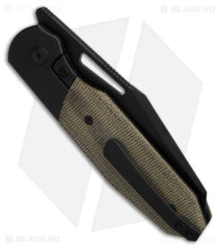 Renegade Provisions G.O.M. Frame Lock Knife Ti/Green Micarta (3.25" Black SW) -eos || Kershaw || Spyderco Shop Renegade Provisions GOM FLK Ti Green Micarta 3in Black SW BHQ 178587 td side