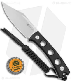 SENCUT Waxahachie Fixed Blade Knife Black G-10 (3.7" Satin) SA11A -eos || Kershaw || Spyderco Shop Sencut Waxahachie Fixed Blade Black G 10 Satin BHQ 164926 jr bottlecap