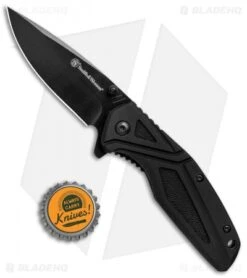 Smith & Wesson Liner Lock Folding Knife Black (3" Black) 1084308 -eos || Kershaw || Spyderco Shop Smith Wesson LL Black Black 1084308 BHQ 80713 jr bottlecap