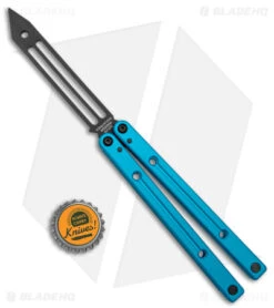 Squid Industries Inked Squidtrainer V3.5 Butterfly Trainer Teal (4.5" Black) -eos || Kershaw || Spyderco Shop Squid Industries Inked Squidtrainer V3.5 Butterfly Trainer Teal Black BHQ 145418 jr bottlecap