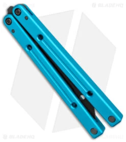 Squid Industries Inked Squidtrainer V3.5 Butterfly Trainer Teal (4.5" Black) -eos || Kershaw || Spyderco Shop Squid Industries Inked Squidtrainer V3.5 Butterfly Trainer Teal Black BHQ 145418 jr side
