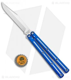 Squid Industries Krake Raken V2.5 Bowie Balisong Knife Blue Dual Tone (4.5") -eos || Kershaw || Spyderco Shop Squid Industries Krake Raken Bowie Balisong Blue Dual Tone Satin BHQ 135819 jr bottlecap