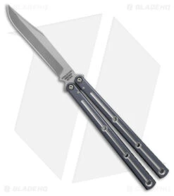 Squid Industries Krake Raken Bowie V2.5 Balisong Knife DT Gunmetal (4.5" Satin)