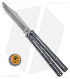 Squid Industries Krake Raken Bowie V2.5 Balisong Knife DT Gunmetal (4.5" Satin) -eos || Kershaw || Spyderco Shop Squid Industries Krake Raken Bowie V2 5 Balisong Knife DT Gunmetal 4in Satin BHQ 181404 td size