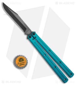 Squid Industries Krake Raken V2.5 Bowie Balisong Knife Teal (4.5" Inked) -eos || Kershaw || Spyderco Shop Squid Industries Krake Raken Bowie V2 5 Balisong Knife Teal 4in 5cm Inked BHQ 139553 td size jr