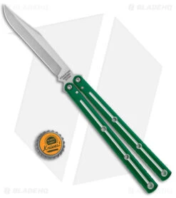 Squid Industries Krake Raken Bowie V2.5 Balisong Dual Tone Green (4.5" Satin) -eos || Kershaw || Spyderco Shop Squid Industries Krake Raken Bowie V2.5 Balisong Dual Tone Green Satin BHQ 179150 jr bottlecap