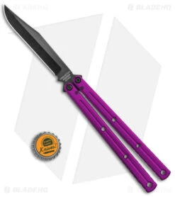 Squid Industries Krake Raken Bowie V2.5 Balisong Knife Purple (4.5" Inked) -eos || Kershaw || Spyderco Shop Squid Industries Krake Raken Bowie V2.5 Balisong Purple Inked BHQ 180385 jr bottlecap