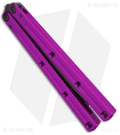 Squid Industries Krake Raken Bowie V2.5 Balisong Knife Purple (4.5" Inked) -eos || Kershaw || Spyderco Shop Squid Industries Krake Raken Bowie V2.5 Balisong Purple Inked BHQ 180385 jr side