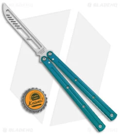 Squid Industries Krake Raken Butterfly Trainer V2.5 Teal(4.4" SW) -eos || Kershaw || Spyderco Shop Squid Industries Krake Raken Butterfly Trainer V2.5 Teal SW BHQ 177944 jr bottlecap