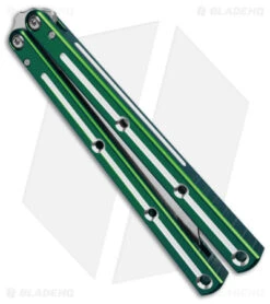 Squid Industries Krake Raken Tanto V2.5 Balisong Knife Dual Tone Green (4.5") -eos || Kershaw || Spyderco Shop Squid Industries Krake Raken Tanto V2 5 Balisong Knife Dual Tone Green 4in BHQ 178874 td side