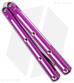 Squid Industries Krake Raken Tanto V2.5 Balisong Knife D/T Purple (4.5" Satin) -eos || Kershaw || Spyderco Shop Squid Industries Krake Raken Tanto V2 5 Blaisong Knife DT Purple 4in Satin BHQ 180386 td side
