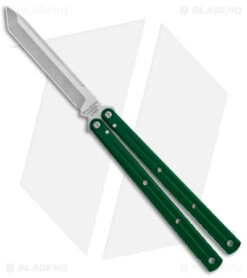 Squid Industries Krake Raken Tanto V2.5 Balisong Knife Green (4.5" Satin)