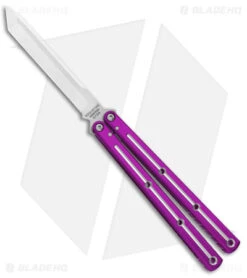 Squid Industries Krake Raken Tanto V2.5 Balisong Knife D/T Purple (4.5" Satin)
