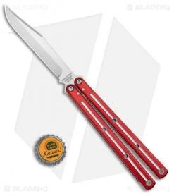 Squid Industries Krake Raken V2.5 Bowie Balisong Knife Red Dual Tone (4.5") -eos || Kershaw || Spyderco Shop Squid Industries Krake Raken V2 Bowie Balisong Red Dual Tone Satin BHQ 136328 jr bottlecap