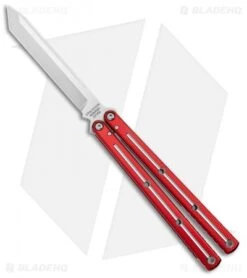 Squid Industries Krake Raken V2.5 Tanto Balisong Knife Red Dual Tone (4.5")