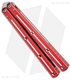 Squid Industries Krake Raken V2.5 Tanto Balisong Knife Red Dual Tone (4.5") -eos || Kershaw || Spyderco Shop Squid Industries Krake Raken V2 Tanto Balisong Red Dual Tone Satin BHQ 136329 jr side