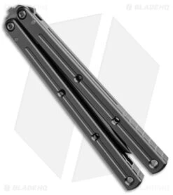 Squid Industries Krake Raken V2.5 Bowie Balisong Knife Matte Black (4.5" Inked) -eos || Kershaw || Spyderco Shop Squid Industries Krake Raken V2.5 Balisong DP Matte Black Black BHQ 141430 jr side