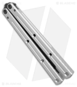 Squid Industries Krake Raken V2.5 Tanto Balisong Knife Matte Silver (4.5" Inked) -eos || Kershaw || Spyderco Shop Squid Industries Krake Raken V2.5 Tanto Balisong Matte Silver Inked BHQ 141431 jr spine