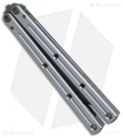 Squid Industries Krake Raken V2.5 Tanto Balisong Knife Mythril (4.5" Acid Wash) -eos || Kershaw || Spyderco Shop Squid Industries Krake Raken V2.5 Tanto Balisong Mythril Acid Wash BHQ 138210 jr side