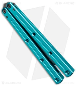 Squid Industries Krake Raken V2.5 Tanto Balisong Knife Teal (4.5" Inked) -eos || Kershaw || Spyderco Shop Squid Industries Krake Raken V2.5 Tanto Balisong Teal Inked BHQ 139556 jr