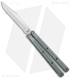 Squid Industries Krake Raken Bowie V2.5 Balisong Knife Gunmetal (4.5" Satin)