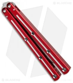 Squid Industries Krake Raken V2 Tanto Balisong Knife Red Dual Tone (4.5" Satin) -eos || Kershaw || Spyderco Shop Squid Industries Krate Raken Tanto Balisong Red Dual Tone Satin BHQ 103093 jr side
