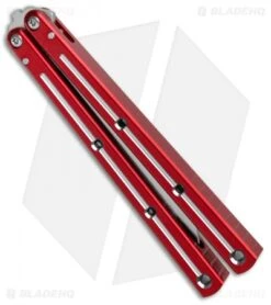 Squid Industries Krake Raken V2 Tanto Balisong Knife Red Dual Tone (4.5" Satin) -eos || Kershaw || Spyderco Shop Squid Industries Krate Raken Tanto Balisong Red Dual Tone Satin BHQ 103093 jr spine