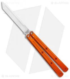 Squid Industries Krake Raken Tanto V2.5 Balisong Knife Orange (4.5" Satin)