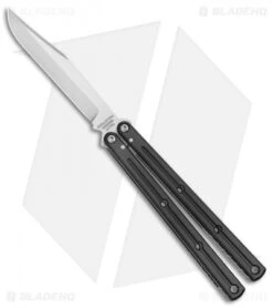 Squid Industries Krake Raken V2.5 Bowie Balisong Knife Black (4.5" Satin)