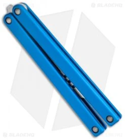 Squid Industries Mako Bottle Opener Balisong Trainer Blue (4.3" SW) -eos || Kershaw || Spyderco Shop Squid Industries Mako Bottle Opener Balisong Trainer Blue SW BHQ 102475 jr side 2