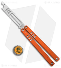 Squid Industries Mako V4.5 Bottle Opener Balisong Trainer Orange (4.3" SW) -eos || Kershaw || Spyderco Shop Squid Industries Mako V4.5 Bottle Opener Balisong Trainer Orange SW BHQ 177935 jr bottlecap