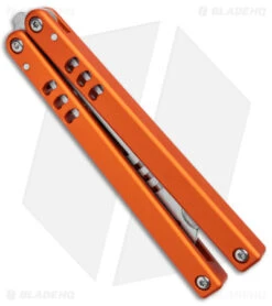 Squid Industries Mako V4.5 Bottle Opener Balisong Trainer Orange (4.3" SW) -eos || Kershaw || Spyderco Shop Squid Industries Mako V4.5 Bottle Opener Balisong Trainer Orange SW BHQ 177935 jr side