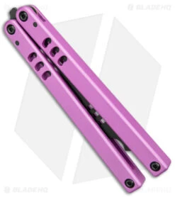 Squid Industries Mako V4.5 Bottle Opener Balisong Trainer Pink (4.3" Black) -eos || Kershaw || Spyderco Shop Squid Industries Mako V4.5 Bottle Opener Balisong Trainer Pink Inked BHQ 176665 jr side