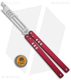 Squid Industries Mako V4.5 Bottle Opener Balisong Trainer Red (4.3" SW) -eos || Kershaw || Spyderco Shop Squid Industries Mako V4.5 Bottle Opener Balisong Trainer Red SW BHQ 176661 jr bottlecap