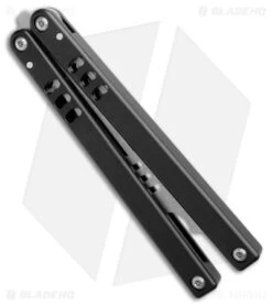 Squid Industries Mako V4.5 Bottle Opener Balisong Trainer Black (4.3" SW) -eos || Kershaw || Spyderco Shop Squid Industries Mako V4.5 Bottle Opener Trainer Inked Black SW BHQ 177513 jr side