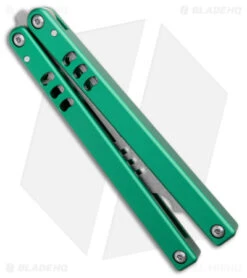 Squid Industries Mako V4.5 Bottle Opener Balisong Trainer Green (4.3" SW) -eos || Kershaw || Spyderco Shop Squid Industries Mako V4.5 Bottle Opener Trainer Inked Green SW BHQ 177514 jr side