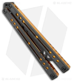 Squid Industries Nautilus Balisong Trainer Knife V2 Black Gold (4.5" Black) -eos || Kershaw || Spyderco Shop Squid Industries Nautilus Balisong Trainer V2 Black Gold Black BHQ 177517 jr side