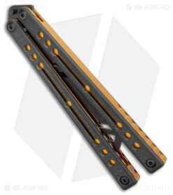 Squid Industries Nautilus Balisong Trainer Knife V2 Black Gold (4.5" Black) -eos || Kershaw || Spyderco Shop Squid Industries Nautilus Balisong Trainer V2 Black Gold Black BHQ 177517 jr spine