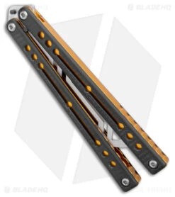 Squid Industries Nautilus Balisong Trainer Knife V2 Black Gold (4.5" Satin) -eos || Kershaw || Spyderco Shop Squid Industries Nautilus Balisong Trainer V2 Black Gold Satin BHQ 177518 jr side