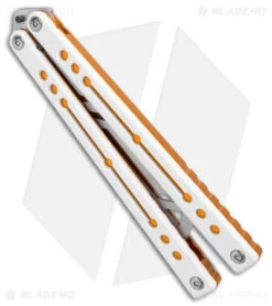 Squid Industries Nautilus Balisong Trainer Knife V2 Winter Gold (4.5" Satin) -eos || Kershaw || Spyderco Shop Squid Industries Nautilus Balisong Trainer V2 Winter Gold Satin BHQ 177516 jr spine