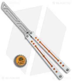 Squid Industries Nautilus Balisong Trainer V2 Winter Orange (4.5" Satin) -eos || Kershaw || Spyderco Shop Squid Industries Nautilus Balisong Trainer V2 Winter Orange Satin BHQ 176666 jr bottlecap