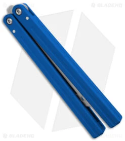 Squid Industries Triton Butterfly Balisong Trainer Blue V2 (Stonewash) -eos || Kershaw || Spyderco Shop Squid Industries Triton Butterfly Balisong Trainer Blue V2 SW BHQ 175091 jr side